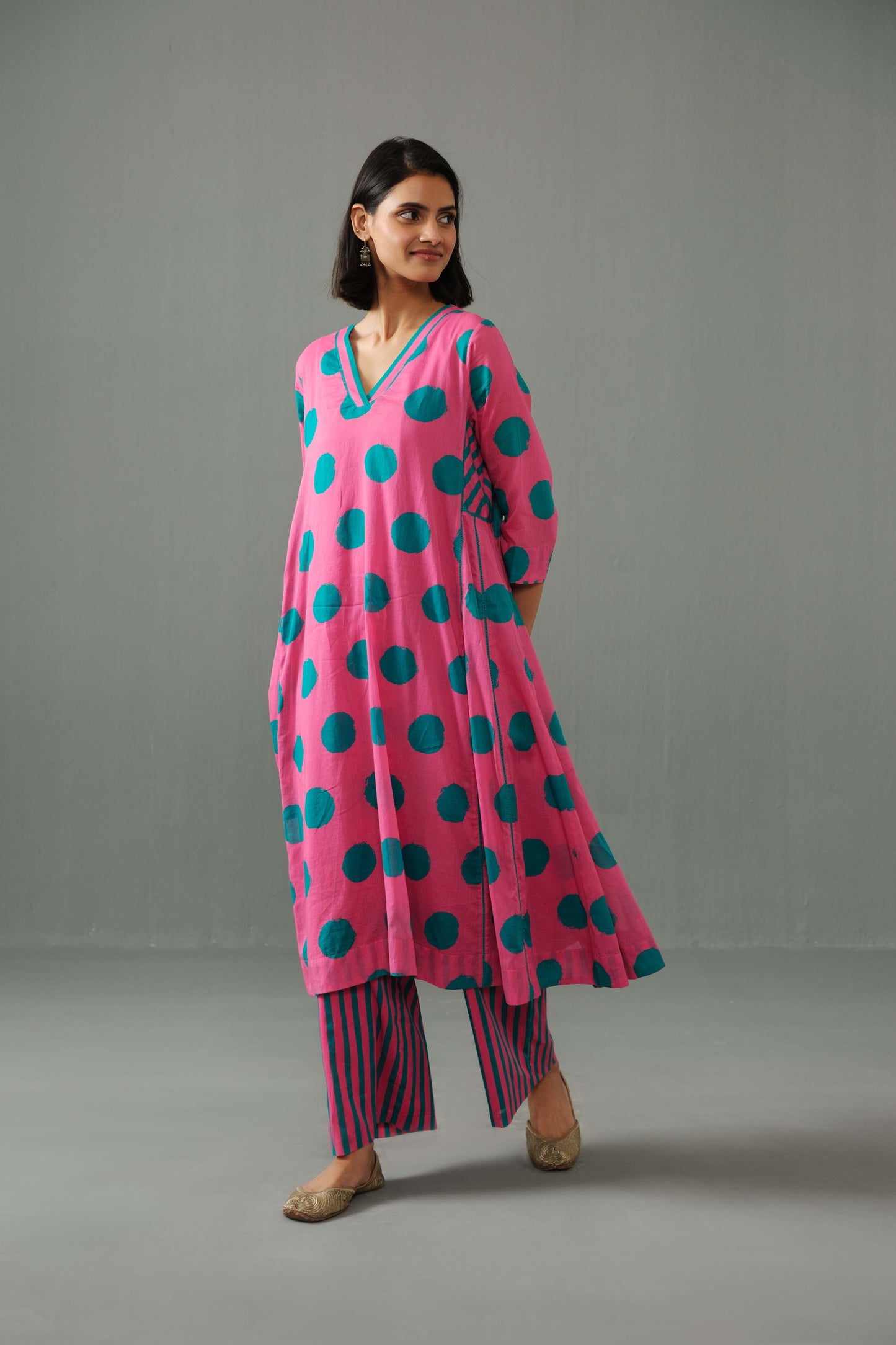 Sagarika polka dot kurta set Pink