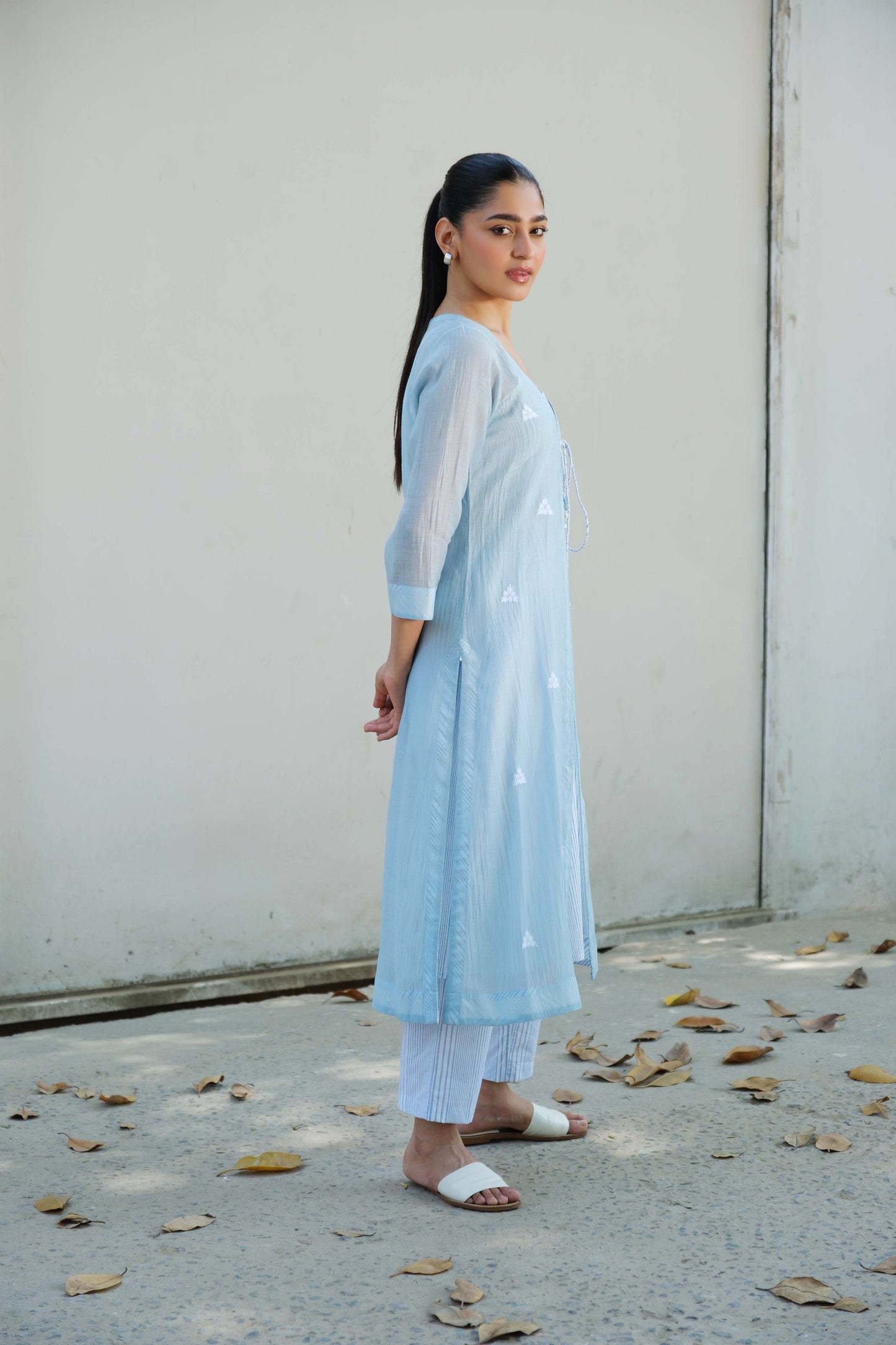 Olivia overlay kurta set blue