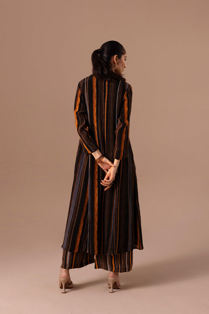 Thea Kurta Set Black Stripes
