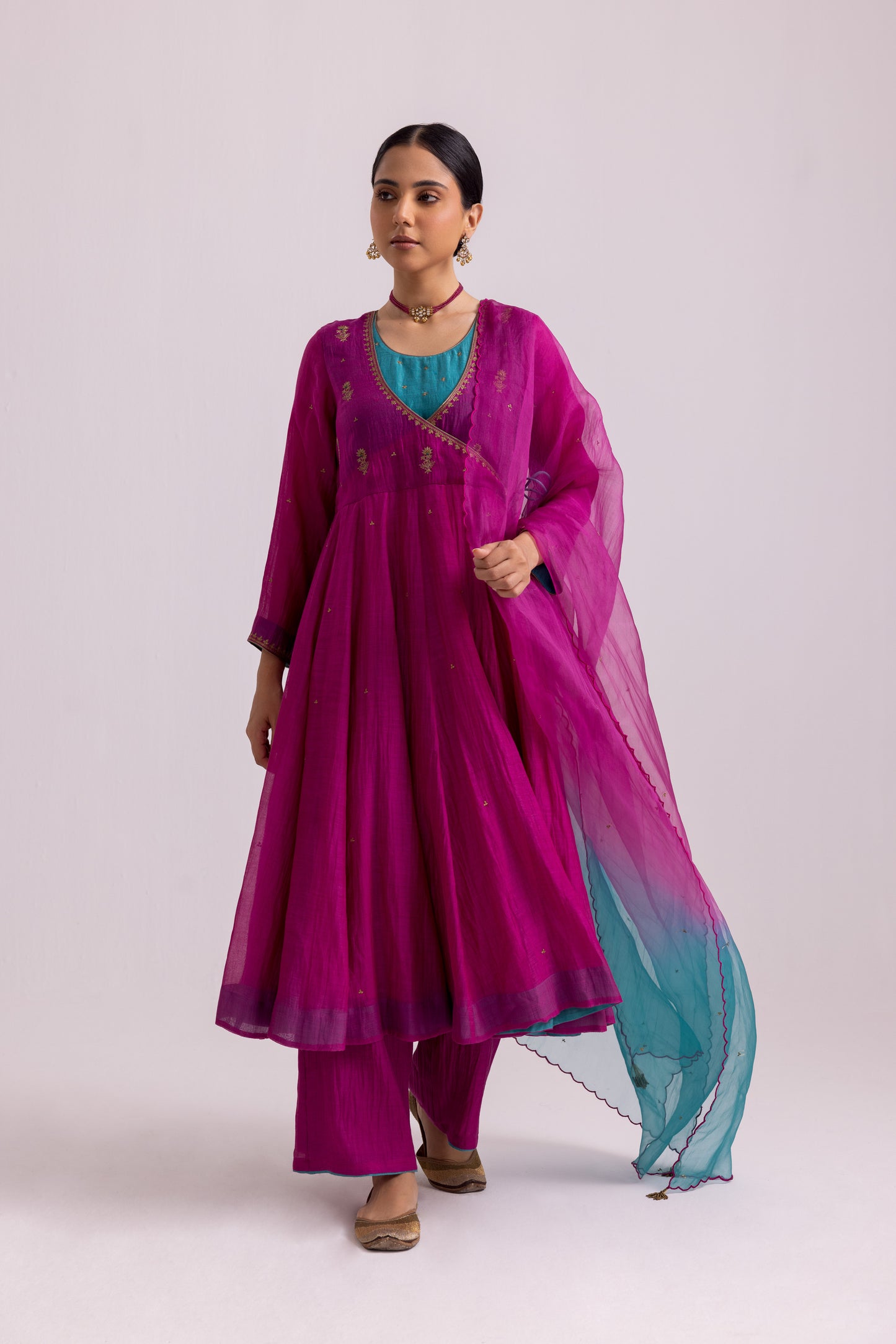 Ruhana Anarkali Set Magenta