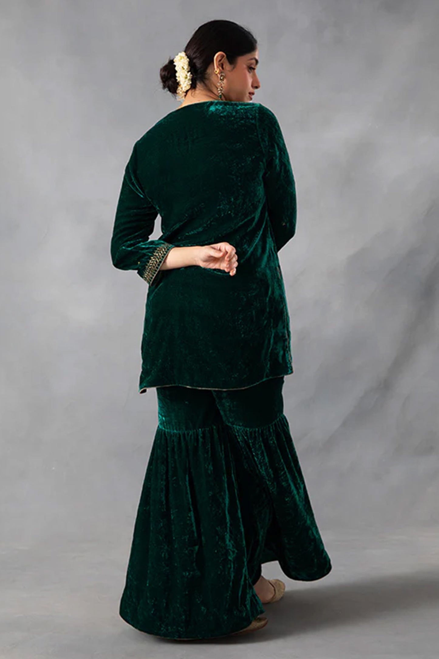 Karishma Kurta Sharara Dupatta Set Emerald Green