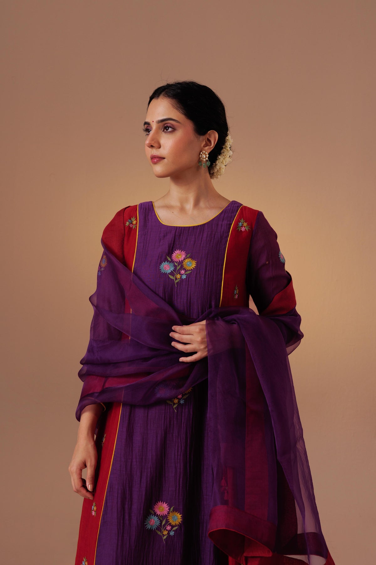 Noor Kurta Set -Aubergine