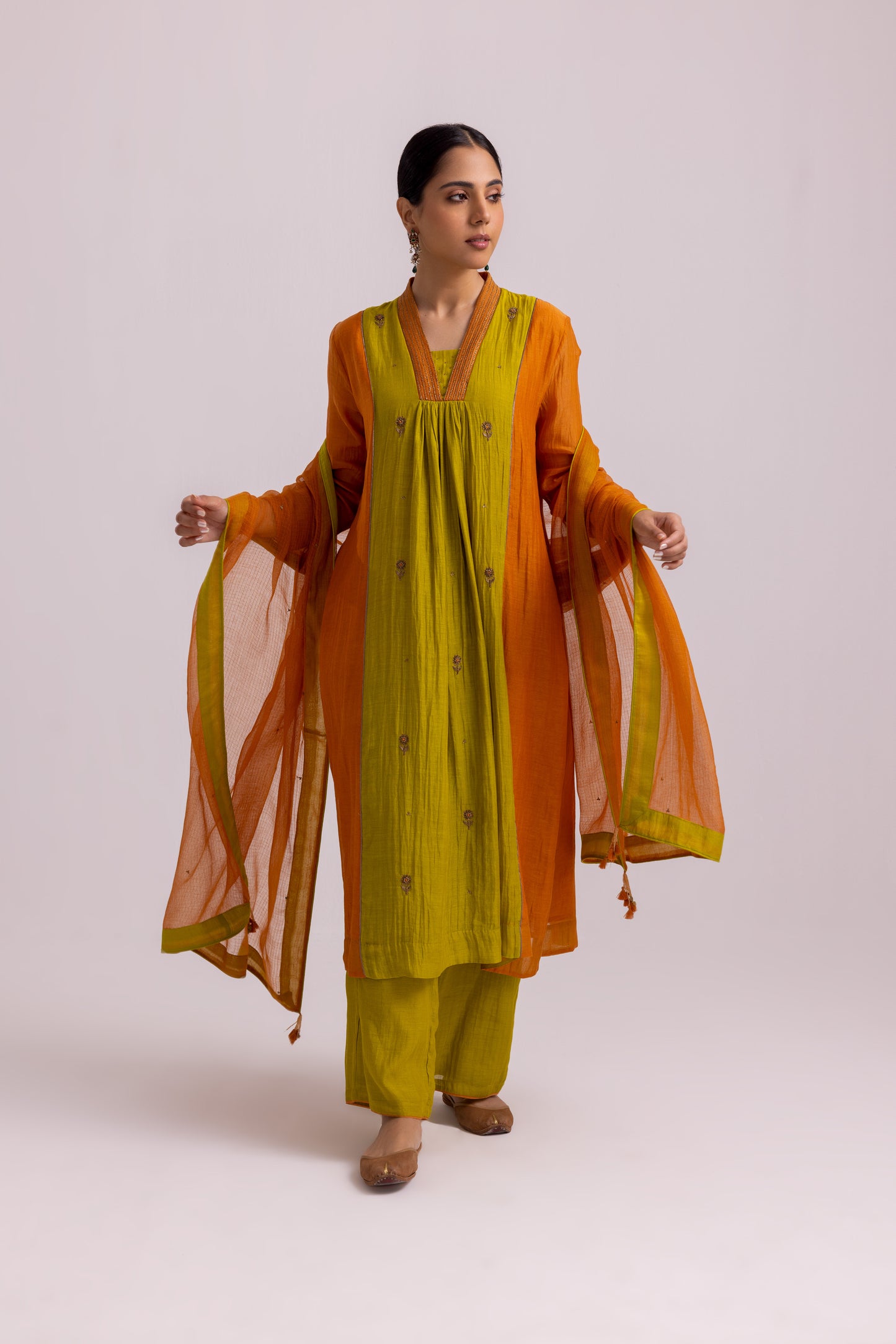 Megha Kurta Dupatta Set Green