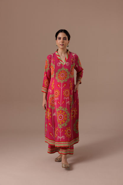 Thea Kurta Set - Suzani Pink