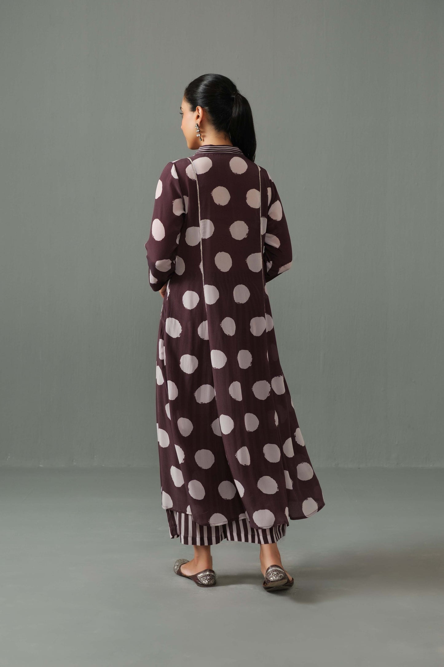 Thea Polka Dot Co-ord Set Brown