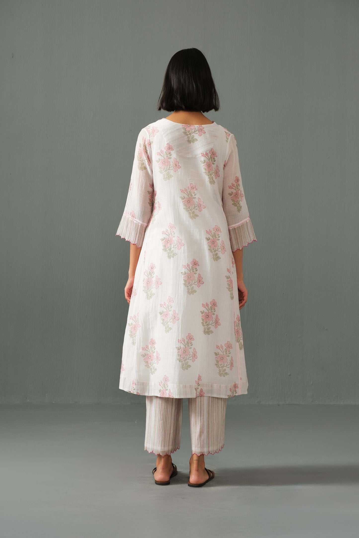 Sagarika Block Print kurta set Pink