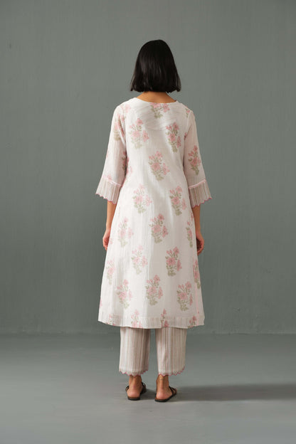Sagarika Block Print kurta set Pink