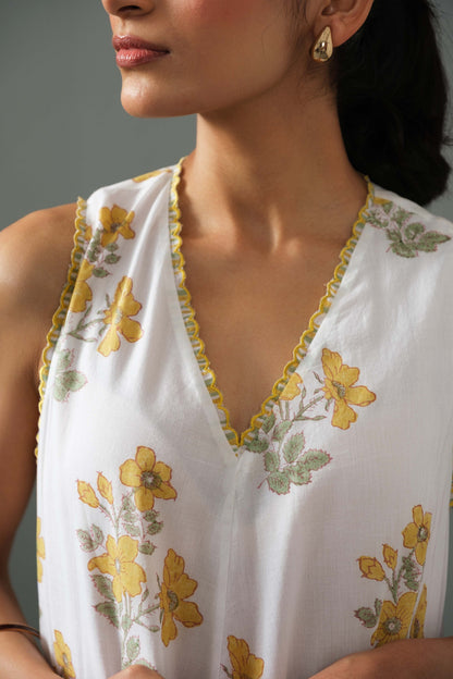 Orchid Block Print Dress Yellow