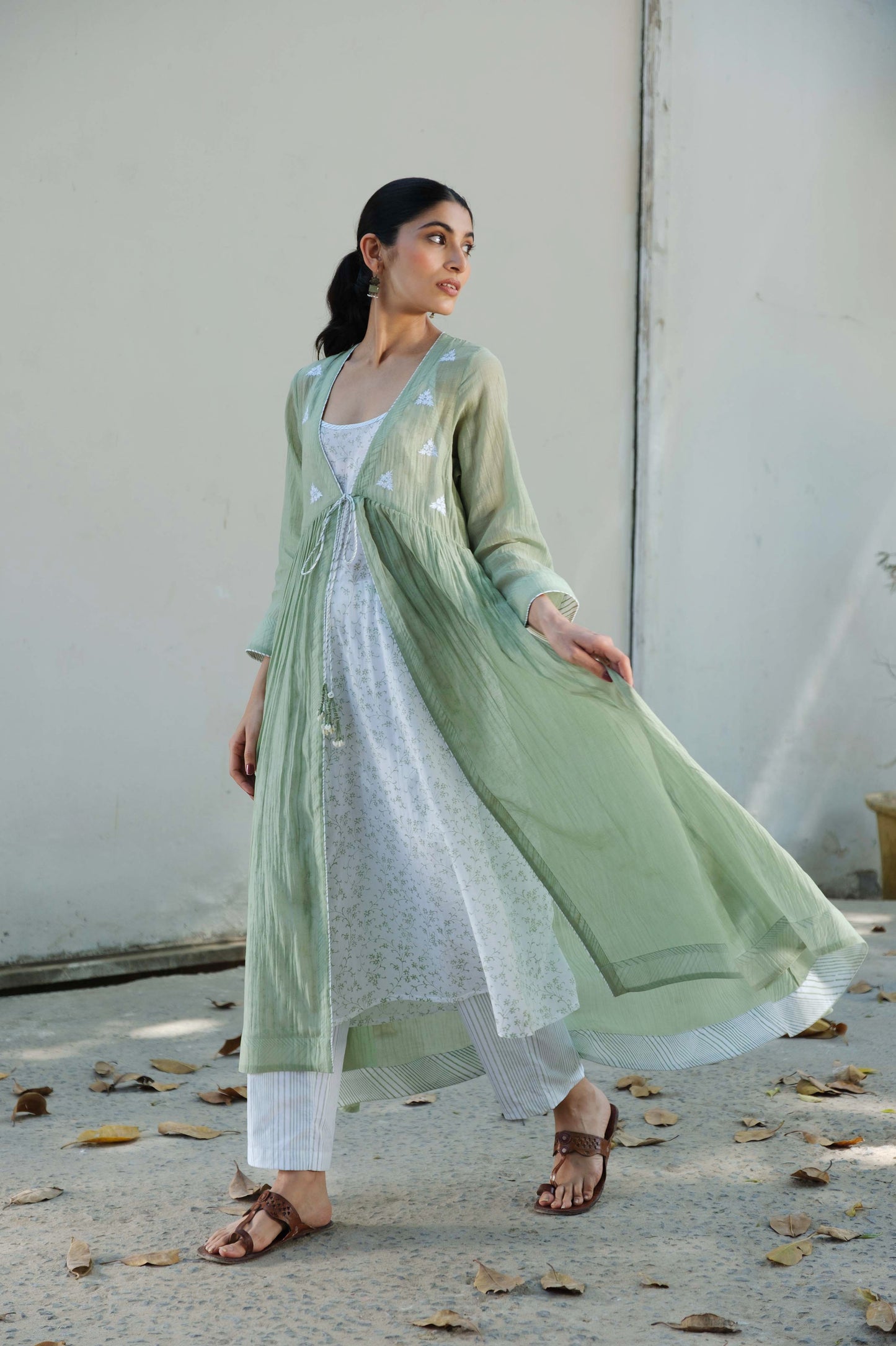 Charlotte Overlay kurta set Green