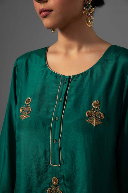 Kushi Kurta Dupatta Set Emerald Green