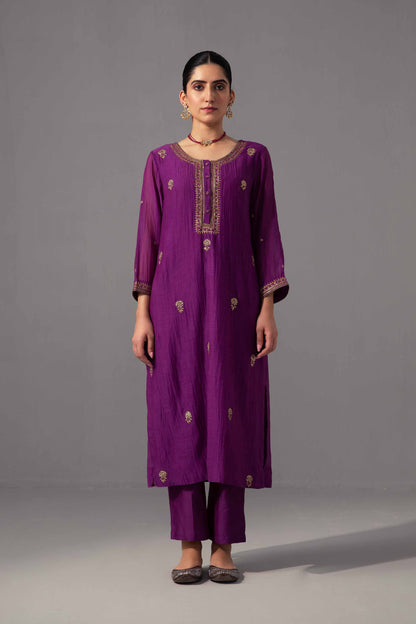 Ramya Kurta Dupatta Set Aubergine
