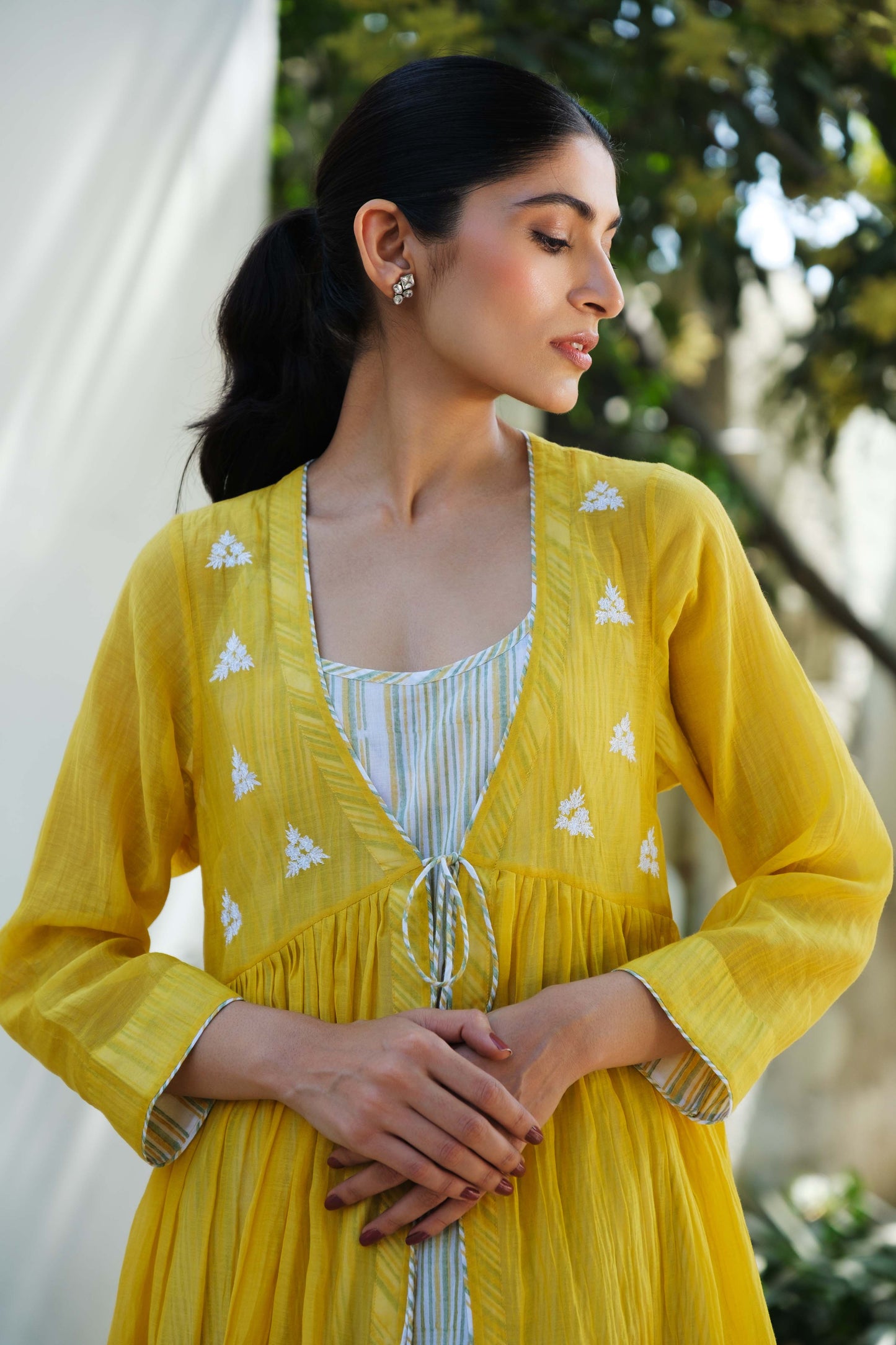 Charlotte Overlay kurta set yellow
