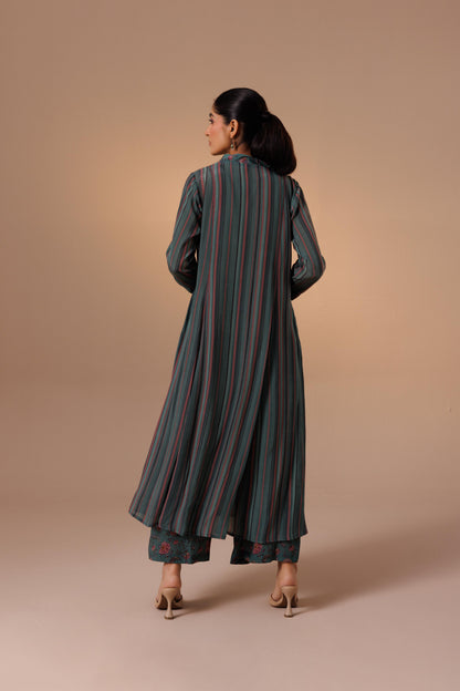 Thea Kurta Set Green Stripes