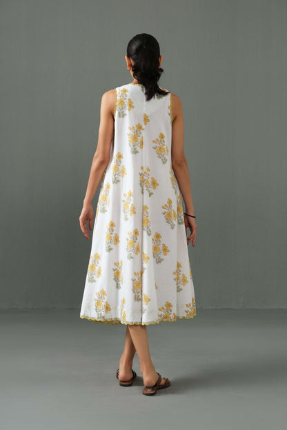 Orchid Block Print Dress Yellow