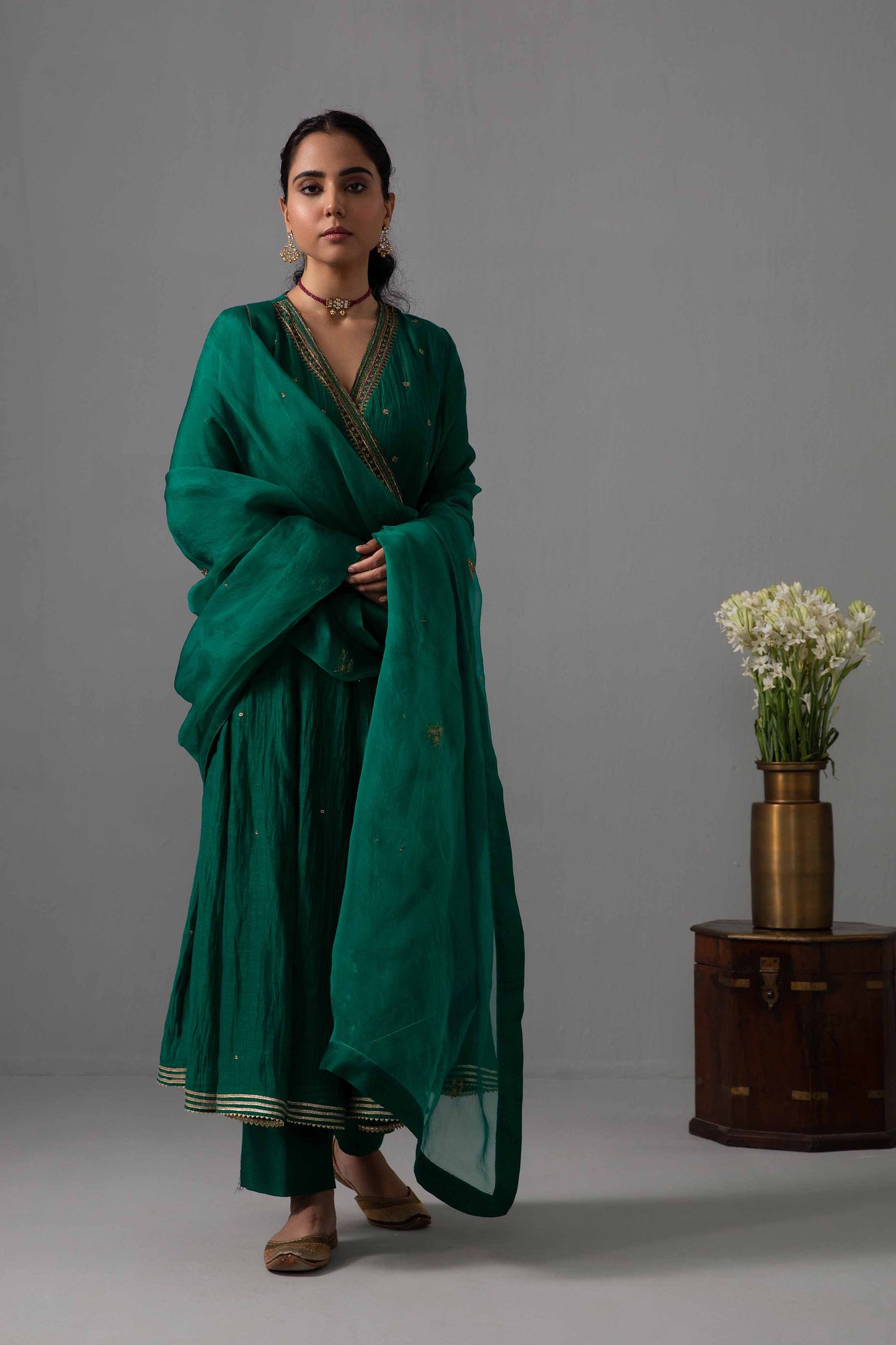 Raha Angrakha Set Emerald Green