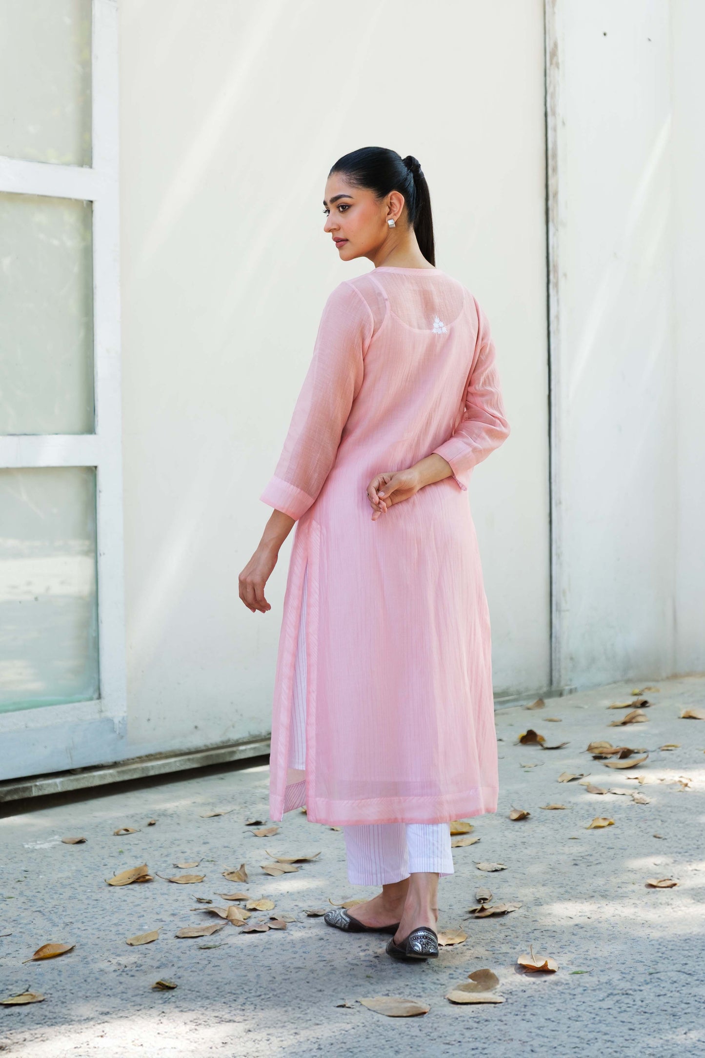 Olivia overlay kurta set pink