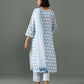 Abha block print kurta set- Blue