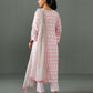 Abha block print kurta set- Pink