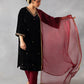 Nauheed Kurta Pant Dupatta Set Balck