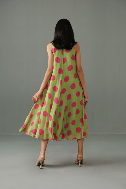 Orchid Polka Dress Green