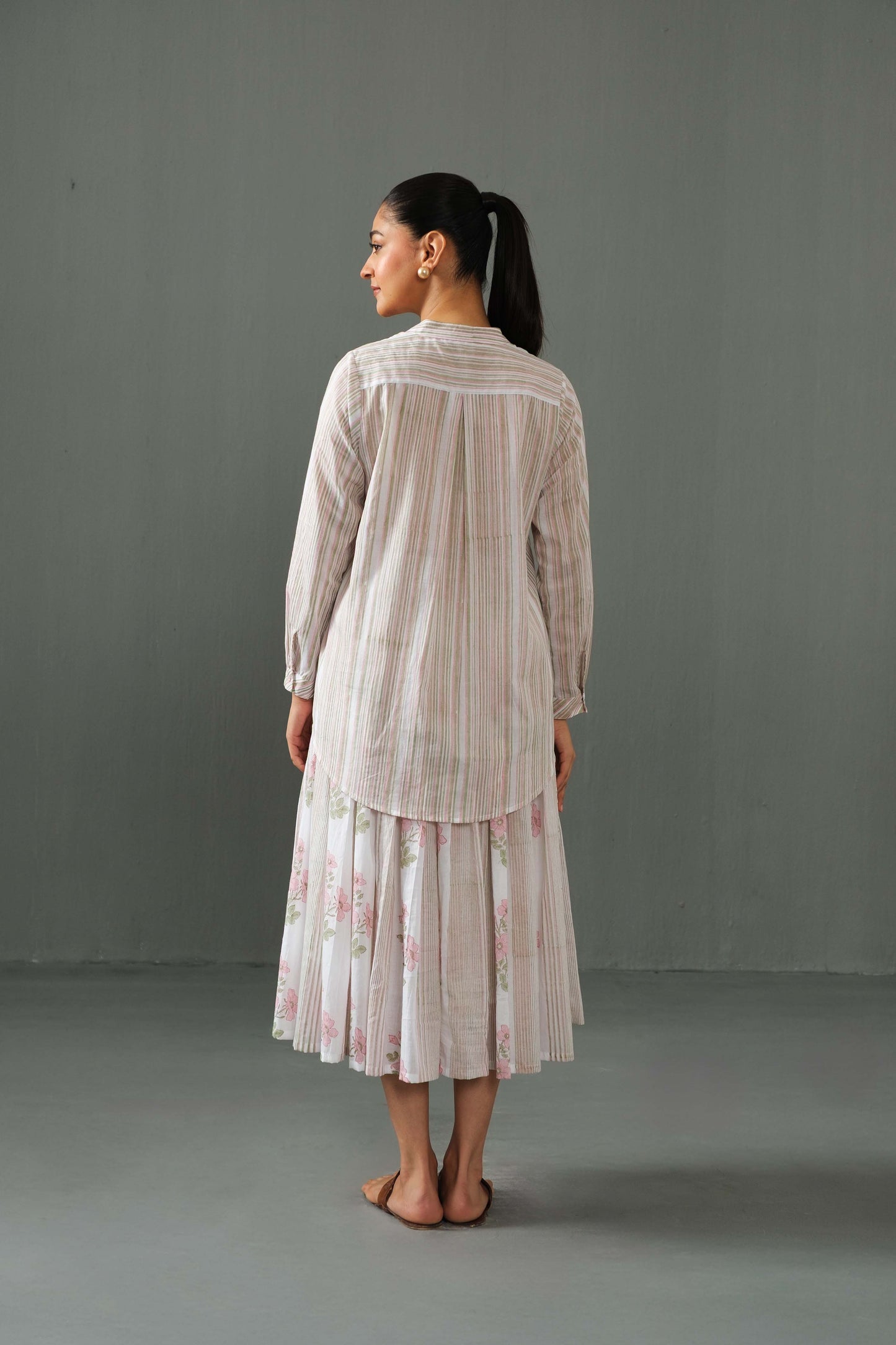 Mary Block print Co-ord set Pink Strips
