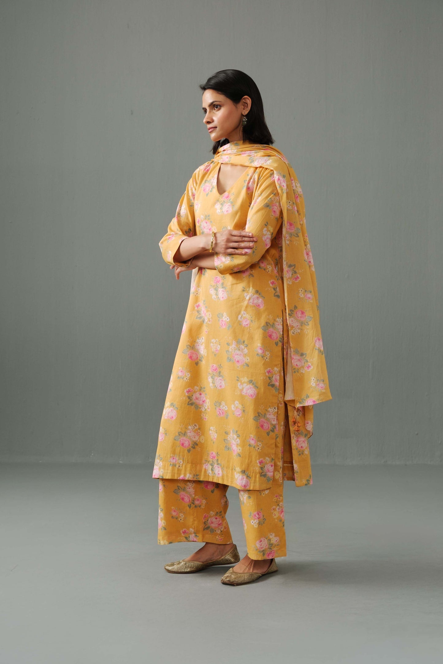 Linda Printed kurta set Mustard