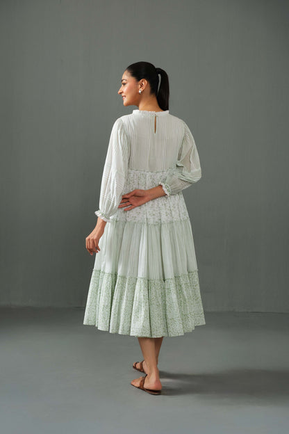 Megan Block Print Dress Green