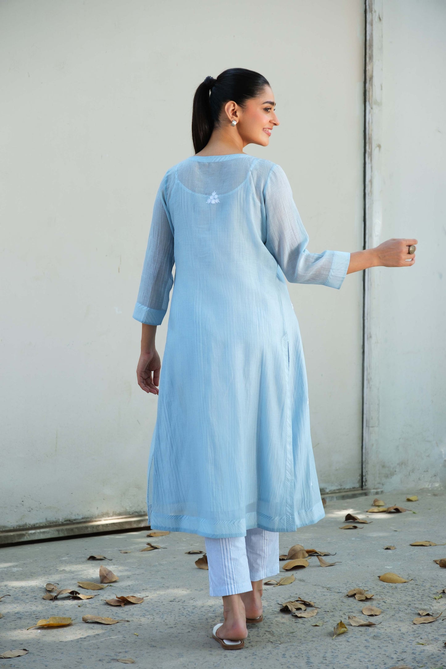 Olivia overlay kurta set blue