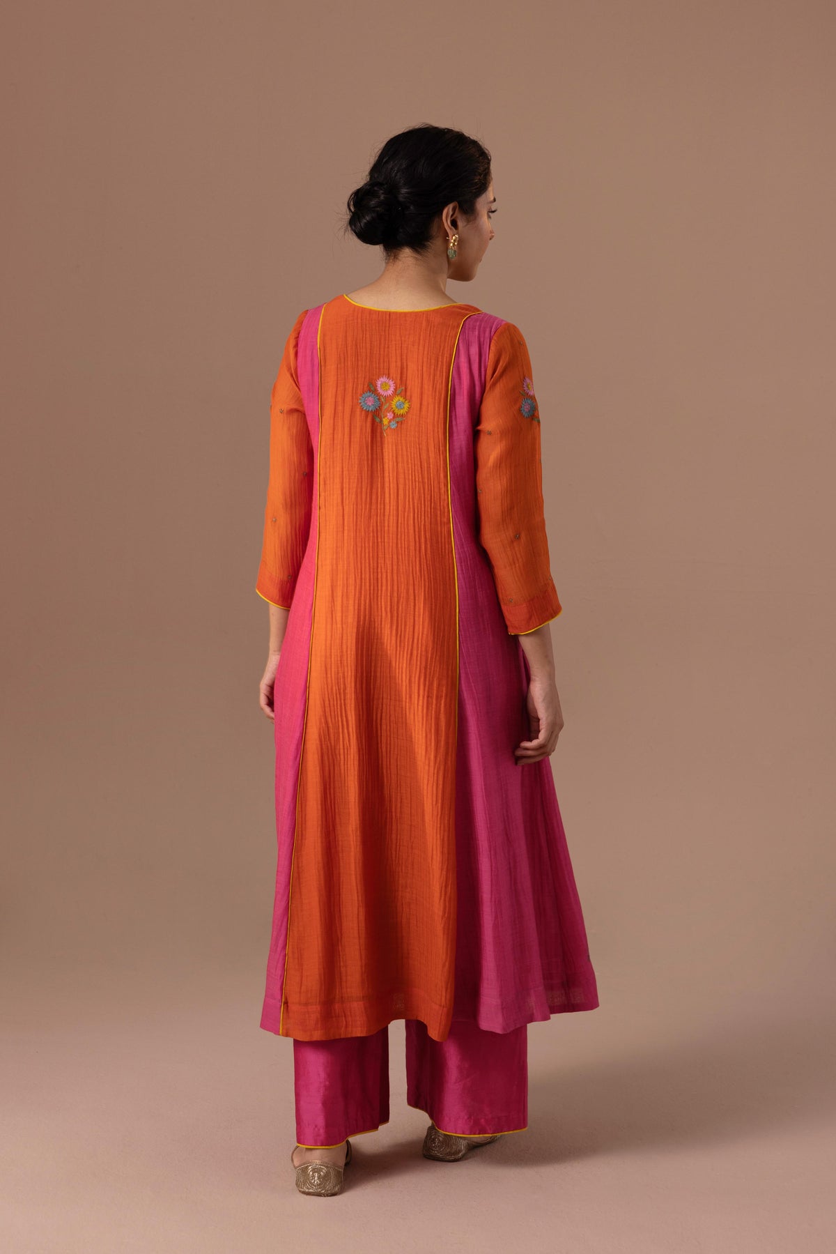 Noor Kurta Set - Orange Pink