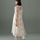 Olivia Block Print Overlay kurta set White