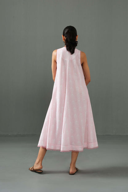 Orchid Block Print Dress Pink
