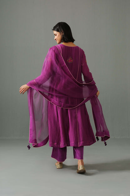 Noor Kurta Set Purple aubergine