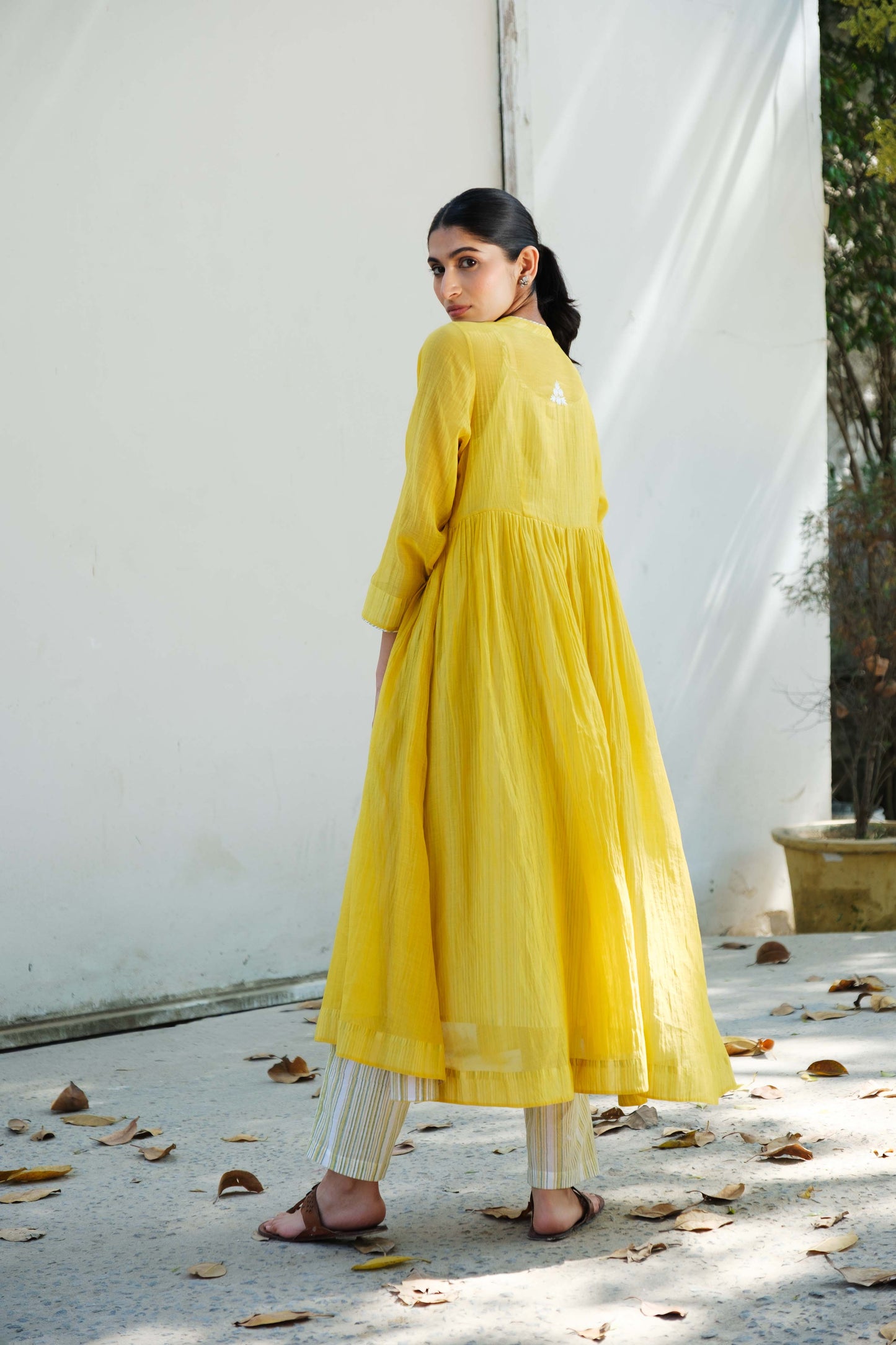 Charlotte Overlay kurta set yellow