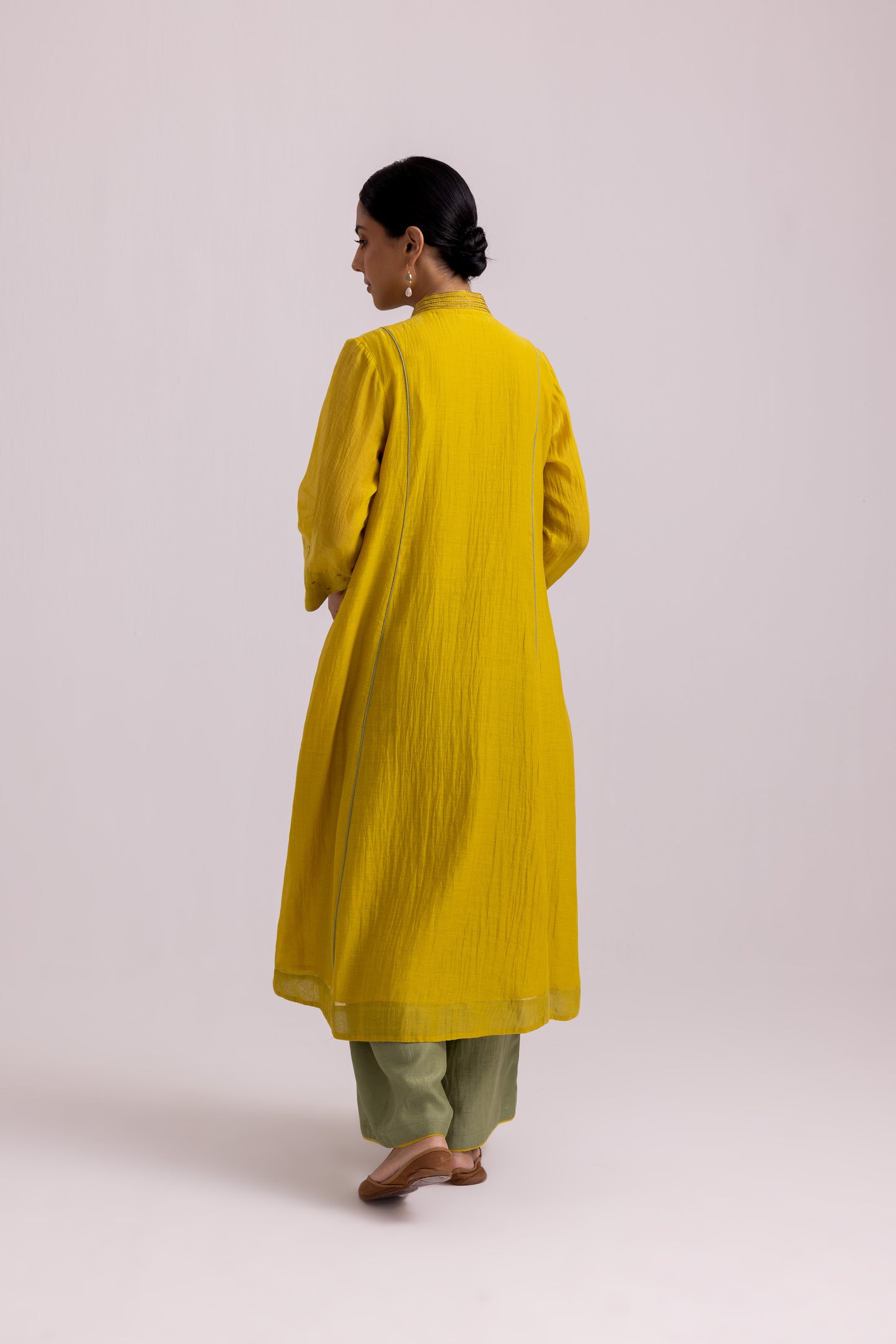 Megha Kurta Dupatta Set Lime Yellow