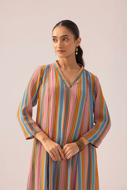 Thea Kurta Pant Set Multicolor Strips
