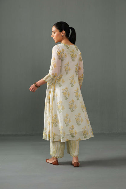 Sagarika Block Print kurta set yellow