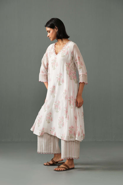 Sagarika Block Print kurta set Pink