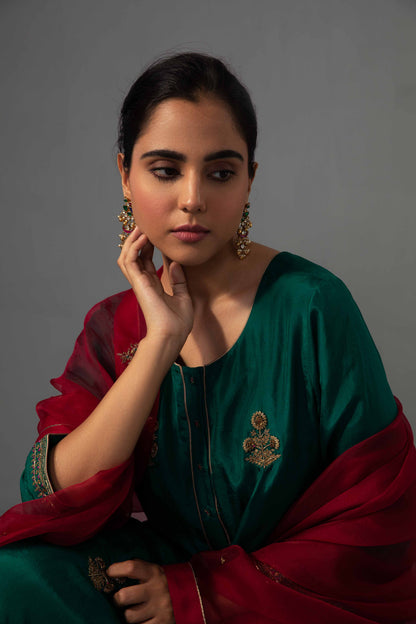 Kushi Kurta Dupatta Set Emerald Green