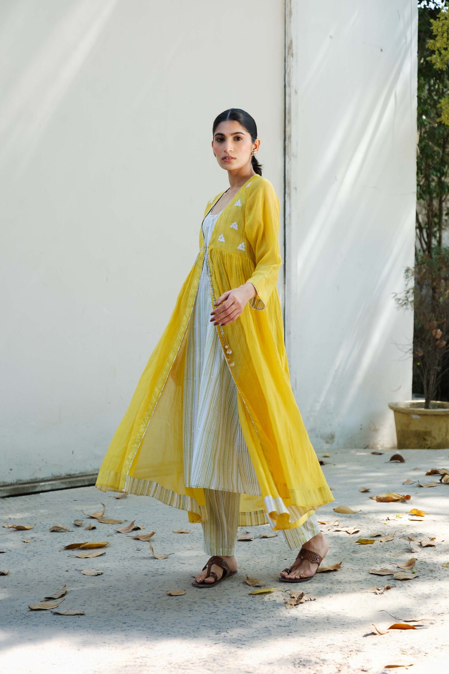 Charlotte Overlay kurta set yellow
