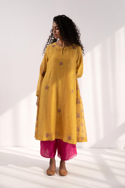 Kavya Rose Kurta Set of 2 (Yellow)