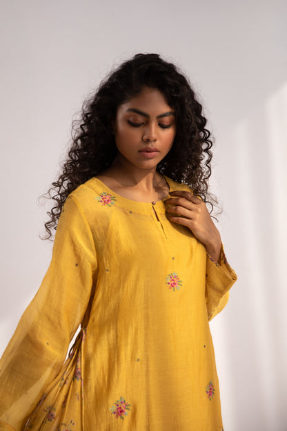 Kavya Rose Kurta Set of 2 (Yellow)