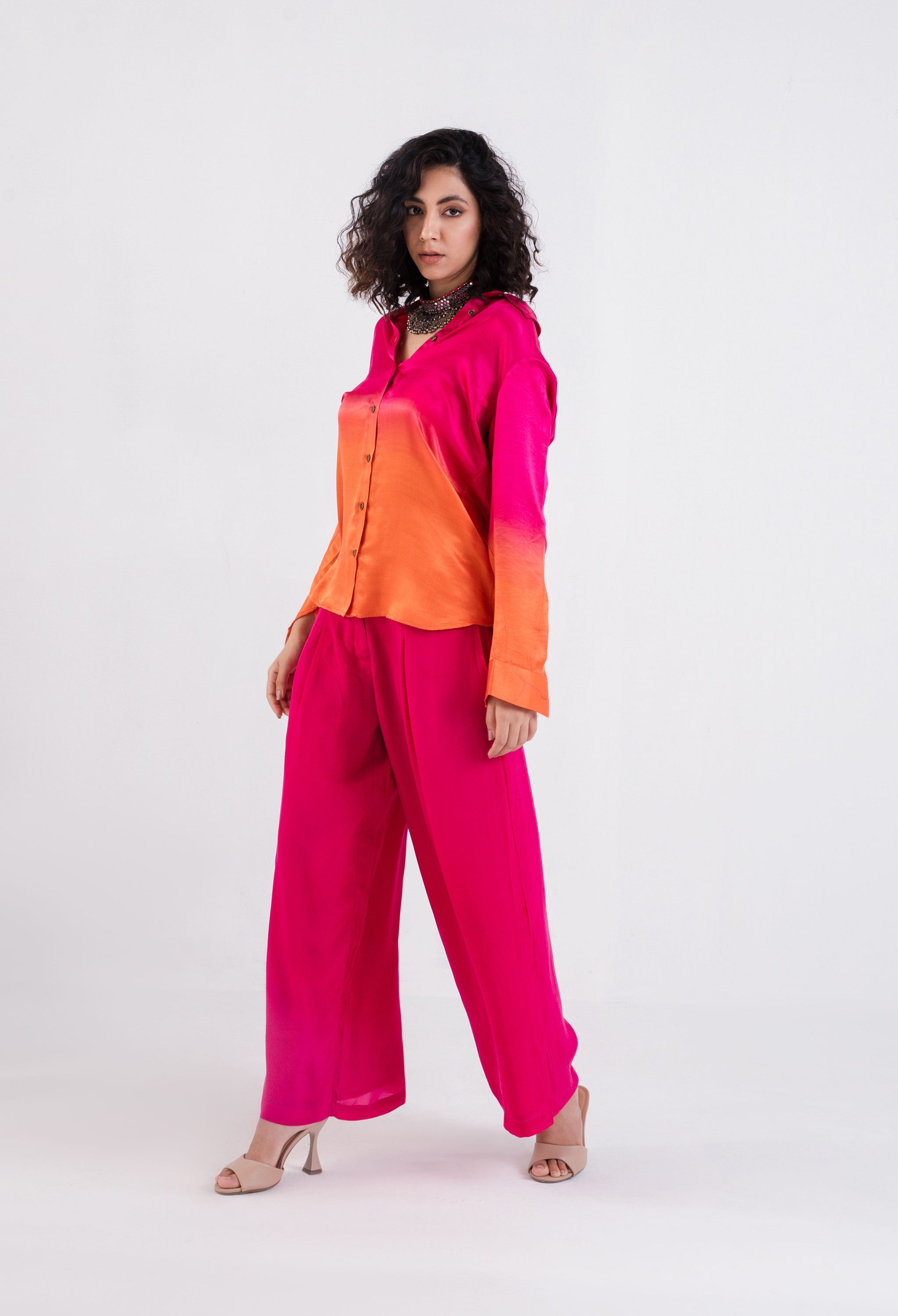 Ava Ombre Co-ord Set in Rani pink & Orange – Label Shreya Sharma
